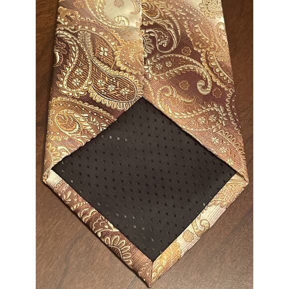 Stacy Adams Signature Gold Brown Hand Made 100% Microfiber Men’s Neck Tie - Picture 2 of 9